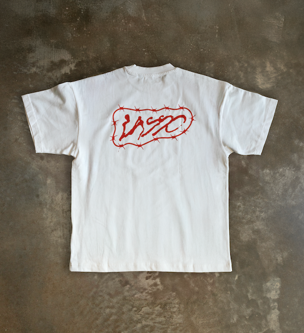 Logo Barbed Wire Tee - White/Red
