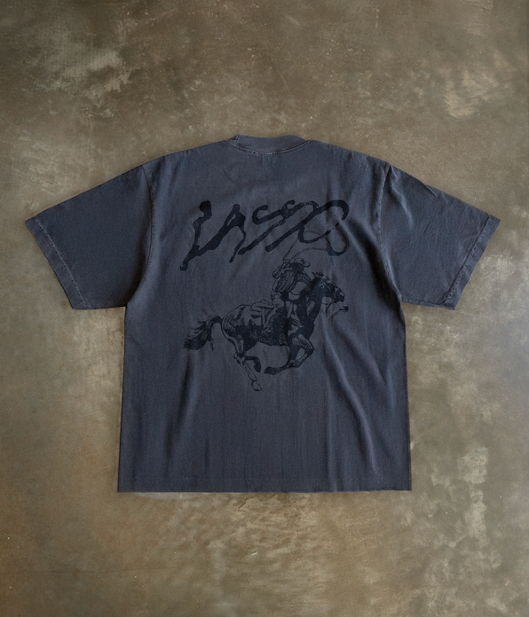 Horse and Rider Cropped Tee - Gray/Black